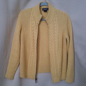 Lands end light yellow zip up sweater